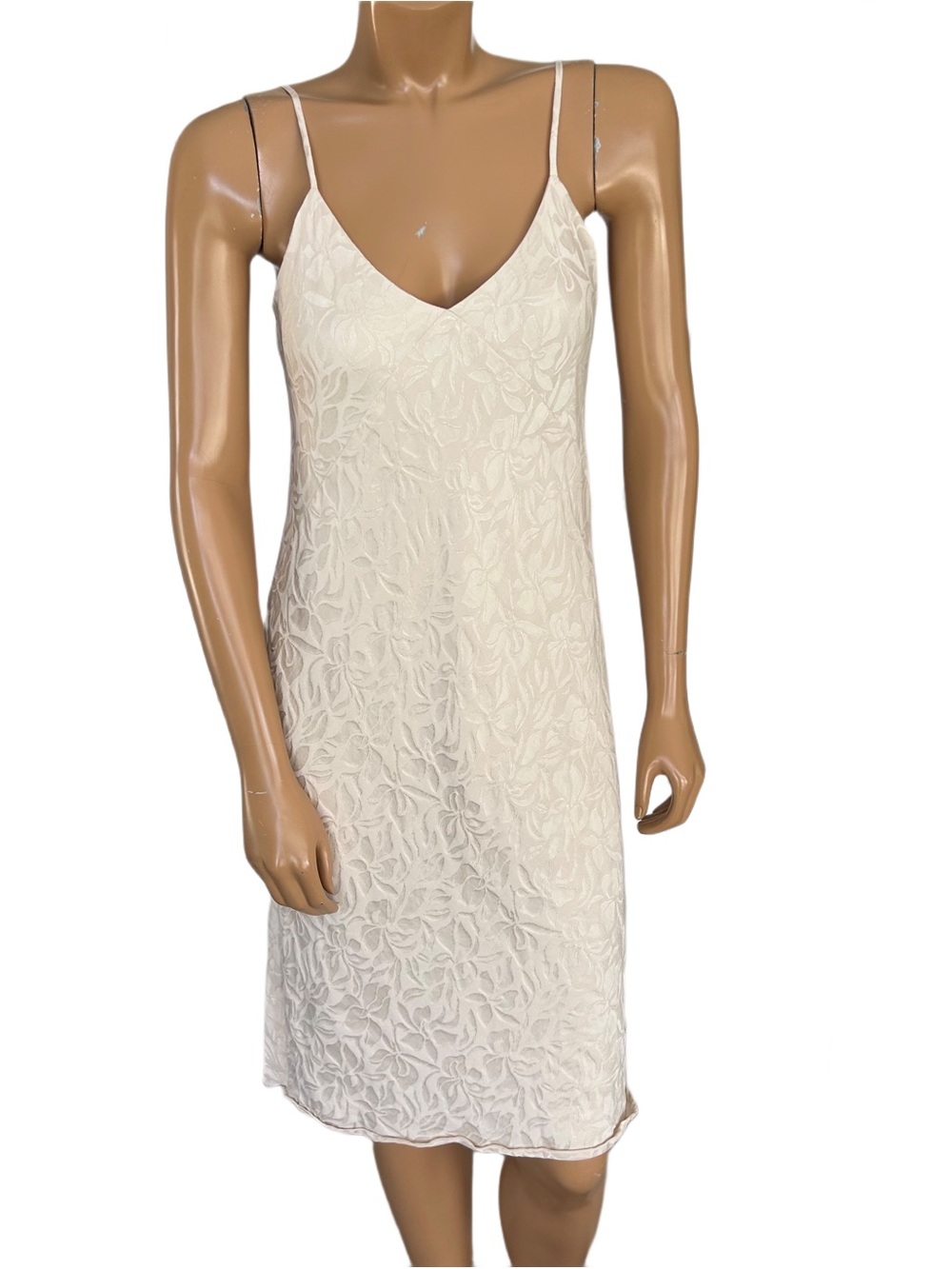 Smash + Tess Cream Lace-Overlay Slip Dress